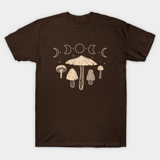 Cottagecore Mushroom Goblincore Moon Phases T-Shirt